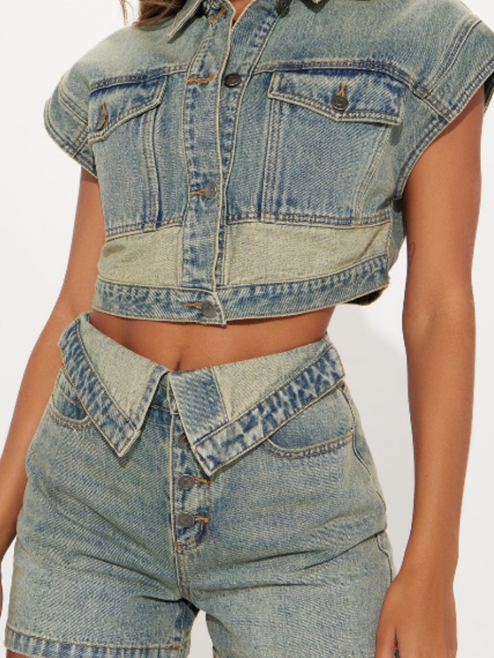 Fashion Nova Light Blue Denim High-Waist Shorts